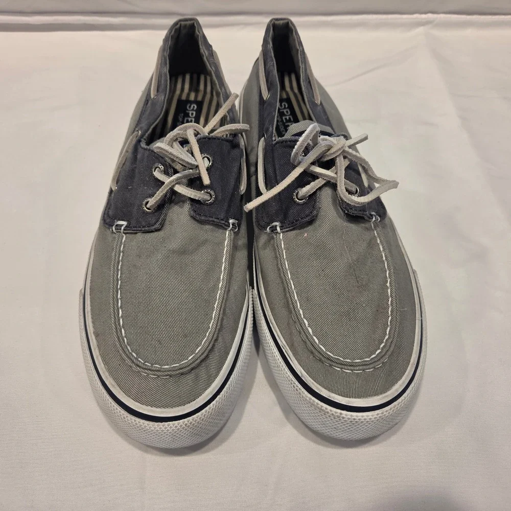 Sperry Top-Sider Mens Grey Navy Canvas Boat Shoes STS22018 Size 11